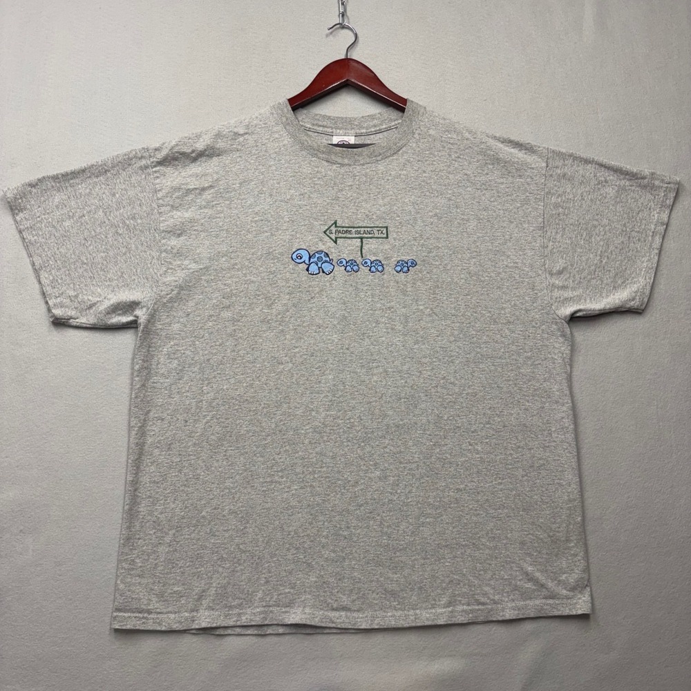 Delta Magnum Weight T-Shirt Mens 2XL Gray S. Padre Island TX Y2K Turtle Graphic